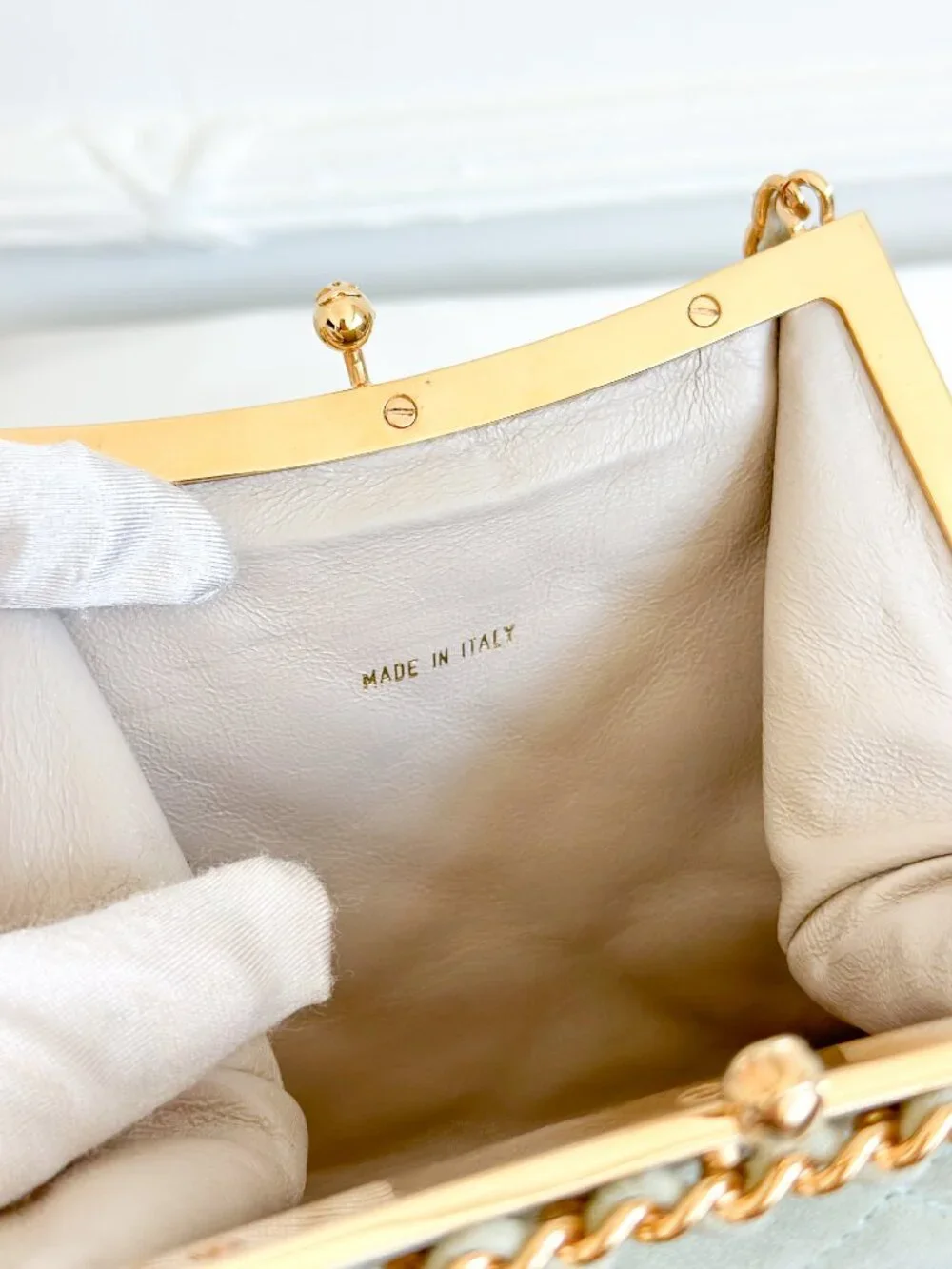 Vintage Chanel Quilted Suede Chain Frame Bag – Mint Green Kiss Lock Shoulder Bag